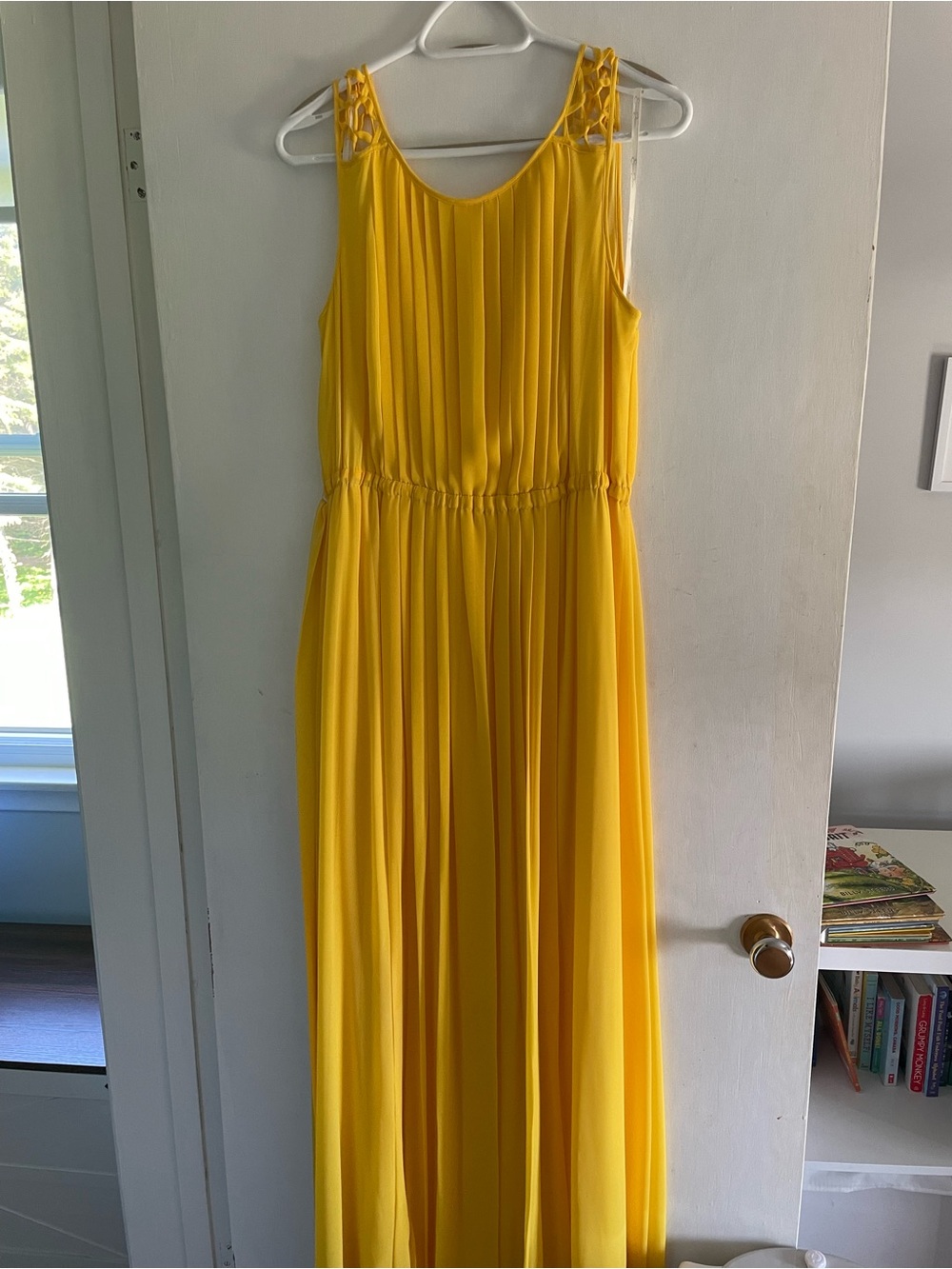 Jessica Simpson Bright Yellow Pleated Maxi Dress